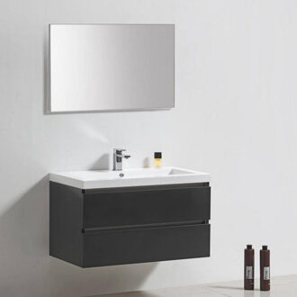 Sanilux Badkamermeubelset Sanilux Trendline 100x47x50 cm 0 Kraangaten Hoogglans Antraciet