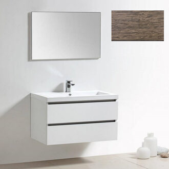 Sanilux Badkamermeubelset Sanilux Trendline 100x47x50 cm 2 Kraangaten Antraciet Eiken