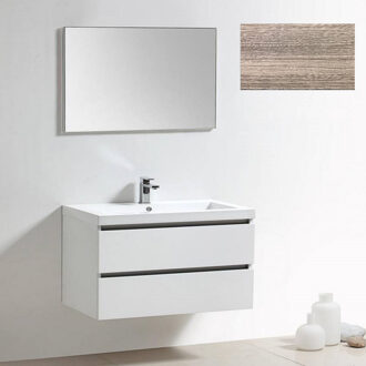 Sanilux Badkamermeubelset Sanilux Trendline 100x47x50 cm 2 Kraangaten Grijs Eiken