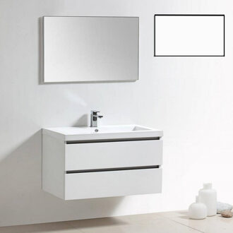 Sanilux Badkamermeubelset Sanilux Trendline 100x47x50 cm 2 Kraangaten Mat Wit