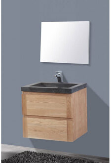Sanilux Badkamermeubelset Sanilux Wood Stone 60x47x50 cm Massief Eikenhout Massief hout