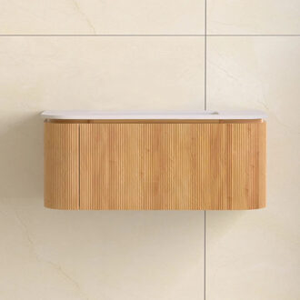 Sanilux Badmeubelset Sanilux Eleganza 100 cm Solid Surface Zonder Kraangat Acacia