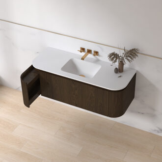 Sanilux Badmeubelset Sanilux Eleganza 120 cm Keramiek Zonder Kraangat Dark Walnut