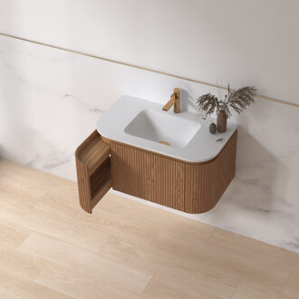 Sanilux Badmeubelset Sanilux Eleganza 80 cm Keramiek 1 Kraangat Acacia
