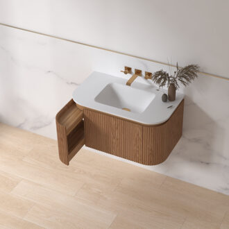 Sanilux Badmeubelset Sanilux Eleganza 80 cm Keramiek Zonder Kraangat Acacia