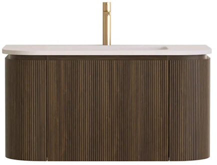 Sanilux Badmeubelset Sanilux Eleganza 80 cm Solid Surface 1 Kraangat Dark Walnut