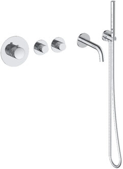 Sanilux Badset Inbouw Deluxe Sanilux Giles Met Box Thermostaat Geribbelde Knop Chroom