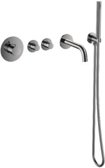 Sanilux Badset Inbouw Deluxe Sanilux Giles Met Box Thermostaat Geribbelde Knop Gunmetal