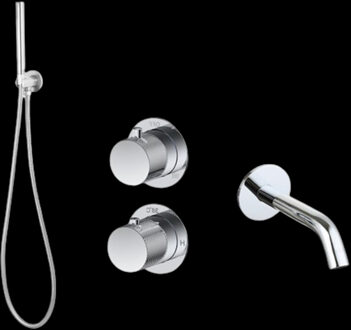 Sanilux Badset Inbouw Sanilux Hops Met Box Thermostaat Muurbevestiging Met Geribbeld Knop Chroom