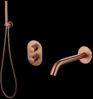 Sanilux Badset Sanilux Rubb Inbouw Met Thermostaat, Doucheslang en Handdouche Brons