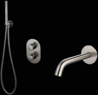 Sanilux Badset Sanilux Rubb Inbouw Met Thermostaat, Doucheslang en Handdouche Gunmetal
