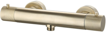 Sanilux Douchemengkraan Opbouw Sanilux Ribb Thermostatisch Rond Met Geribbelde Knop Geborsteld Goud Sanilux