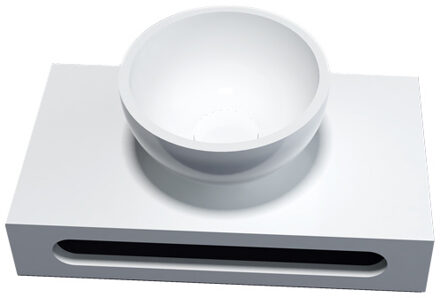Sanilux Fontein met Planchet Sanilux inclusief Ronde Solid Surface Waskom 20 cm Wit
