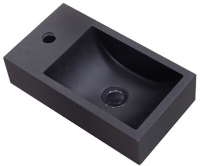 Sanilux Fontein Sanilux Quartz Mini 36,5x18x9 cm Mat Zwart (kraangat links)