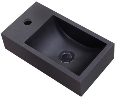 Sanilux Fontein Sanilux Quartz Recto 40x22x10 cm Mat Zwart (kraangat links)