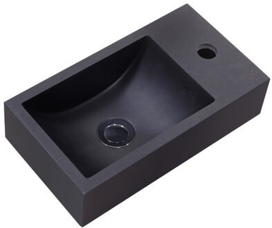 Sanilux Fontein Sanilux Quartz Recto 40x22x10 cm Mat Zwart (kraangat rechts)