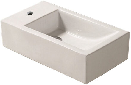 Sanilux Fontein Sanilux Qubic Rechthoek 45x25x12cm Keramiek Wit Links (Excl. afvoerplug)