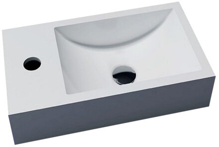 Sanilux Fontein Sanilux Recto 40x22x10 cm Solid Surface (Kraangat Links) Wit