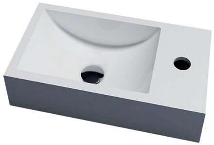 Sanilux Fontein Sanilux Recto 40x22x10 cm Solid Surface (Kraangat Rechts) Wit