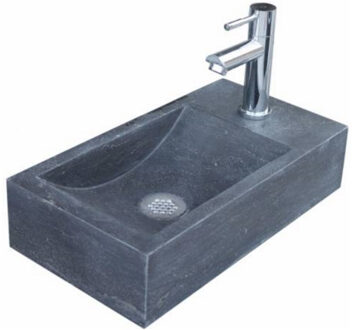 Sanilux Fontein Sanilux Recto Mini Natuursteen 36x18x10 cm Antraciet (kraangat links of rechts)