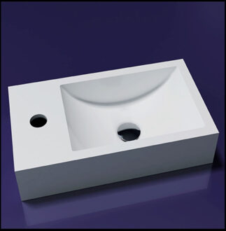 Sanilux Fontein Sanilux Recto Solid Surface 40x20x10 cm Mat Wit (kraangat links)
