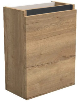 Sanilux Fonteinkast Sanilux Trendline 52x40x22 cm Rechts Softclose Mat Zwart Natural Oak Eiken