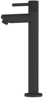 Sanilux Fonteinkraan Hoog Sanilux Rofio Opbouw Rond Met Geribbeld Knop Mat Zwart