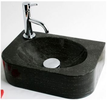 Sanilux FonteinPack Flow hardsteen links 35x24x10cm (Keuze uit 18 kranen) Grijs tinten