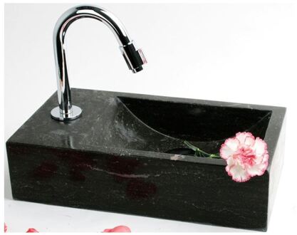 Sanilux FonteinPack Recto hardsteen links 40x22x10cm (Keuze uit 18 kranen) Grijs tinten