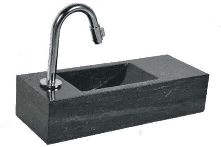 Sanilux FonteinPack Slim hardsteen Links 45X17X10CM (Keuze uit 18 kranen) Grijs tinten