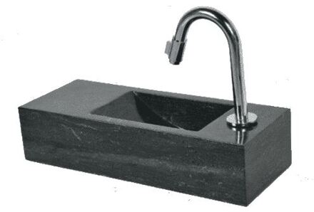 Sanilux FonteinPack Slim hardsteen Rechts 45X17X10CM (Keuze uit 18 kranen) Grijs tinten