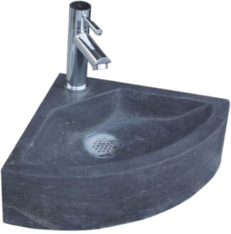 Sanilux Fonteinset Sanilux Corner Hardsteen met kraan, waste & sifon 30x30x10cm Antraciet