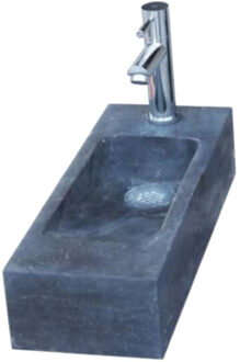 Sanilux Fonteinset Sanilux Slim Hardsteen met kraan, waste & sifon 45x17x10cm (Kraangat Links) Antraciet