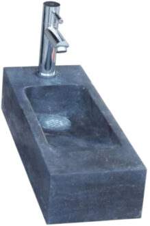 Sanilux Fonteinset Sanilux Slim Hardsteen met kraan, waste & sifon 45x17x10cm (Kraangat Rechts) Antraciet