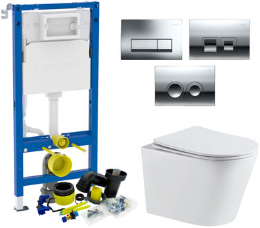 Sanilux Geberit up100 Toiletset | Sanilux Turbo Flush | Wandcloset | Wit | Delta Drukplaat