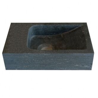 Sanilux Hardstenen fontein Mini links zonder kraangat 18x30x8 cm Zwart tinten