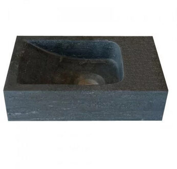 Sanilux Hardstenen fontein Mini rechts zonder kraangat 18x30x8 cm Zwart