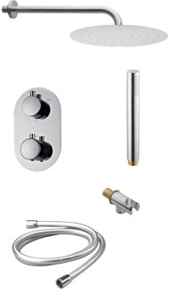 Sanilux Inbouw douchecombi Rond met muursteun en douchekop 20 cm Chroom