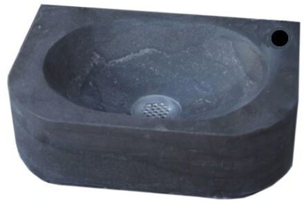 Sanilux Natuursteen fontein Flow 35x24x10cm (kraangat rechts) Antraciet