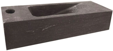 Sanilux Natuursteen fontein Slim 45x17x10cm (kraangat links) Antraciet