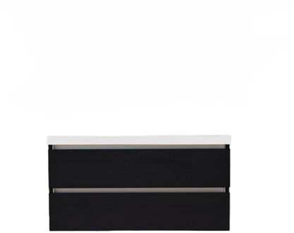 Sanilux Onderkast Sanilux Trendline Met Greeplijst Aluminium 120x47x52 cm Black Oak Sanilux