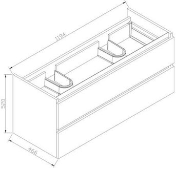 Sanilux Onderkast Sanilux Trendline Met Greeplijst Aluminium 120x47x52 cm Brown Oak Sanilux