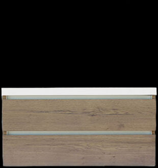 Sanilux Onderkast Sanilux Trendline Met Greeplijst Aluminium 120x47x52 cm Tabak Oak Sanilux