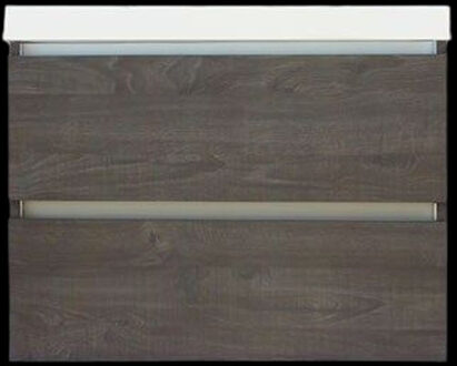 Sanilux Onderkast Sanilux Trendline Met Greeplijst Aluminium 60x47x52 cm Silver Oak Sanilux