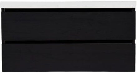 Sanilux Onderkast Sanilux Trendline Met Greeplijst Mat Zwart 100x47x52 cm Black Oak