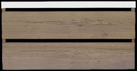 Sanilux Onderkast Sanilux Trendline Met Greeplijst Mat Zwart 100x47x52 cm Tabak Oak Eiken