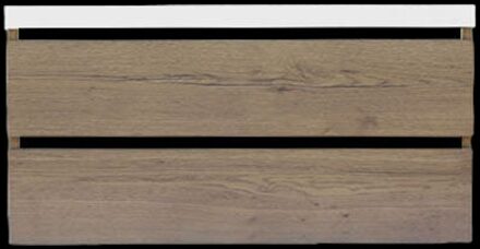 Sanilux Onderkast Sanilux Trendline Met Greeplijst Mat Zwart 100x47x52 cm Tabak Oak Sanilux