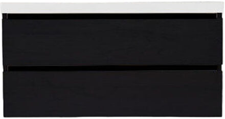 Sanilux Onderkast Sanilux Trendline Met Greeplijst Mat Zwart 120x47x52 Cm Black Oak