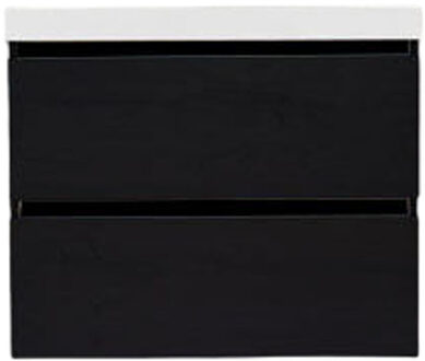 Sanilux Onderkast Sanilux Trendline Met Greeplijst Mat Zwart 60x47x52 Cm Black Oak