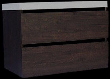 Sanilux Onderkast Sanilux Trendline Met Greeplijst Mat Zwart 80x47x52 Cm Brown Oak Eiken